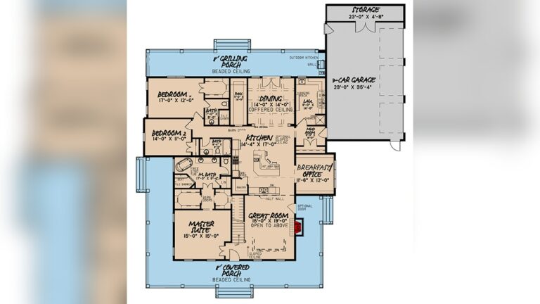 Farmhouse Floor Plans Wrap around Porch