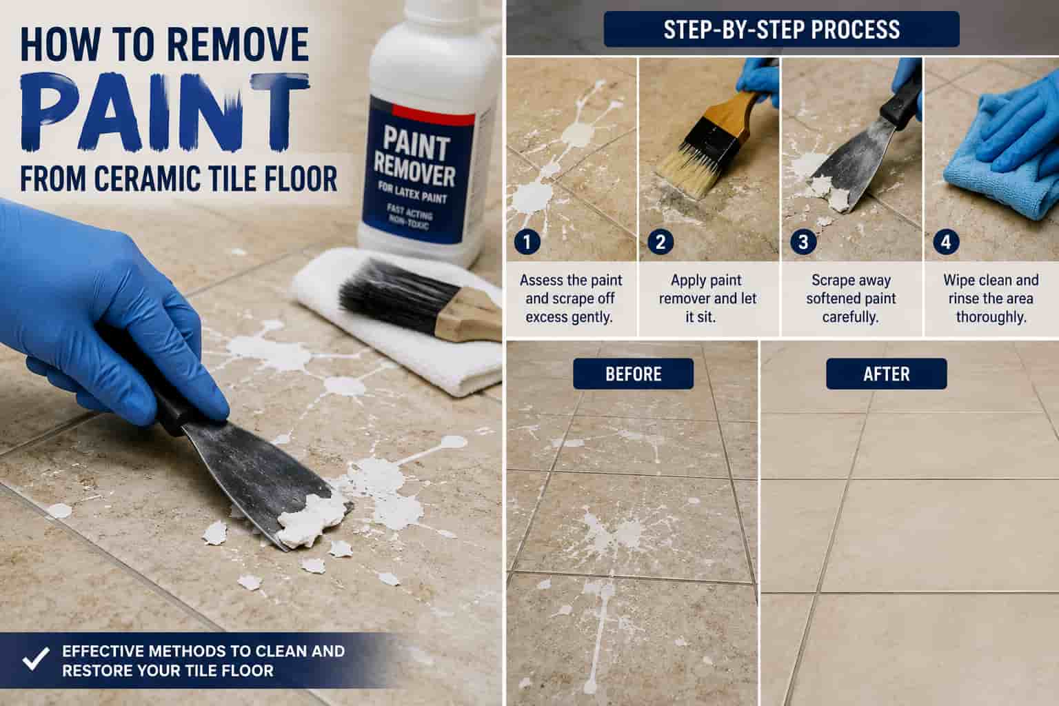 how to remove paint from ceramic tile floor